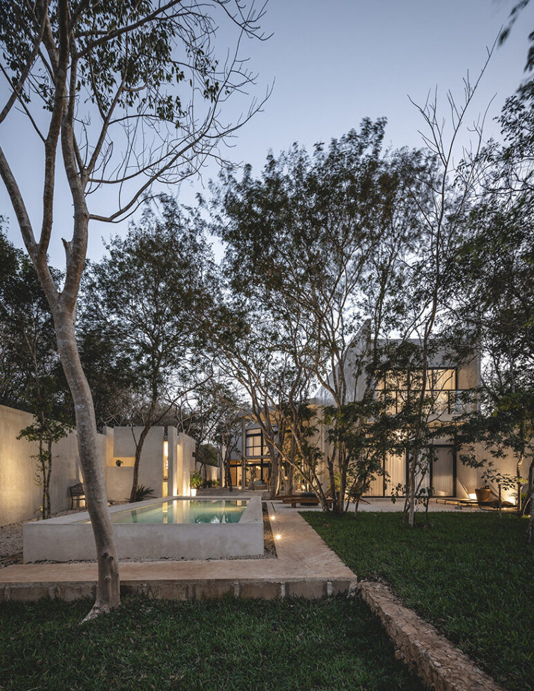 a double-height portico marks the main entrance