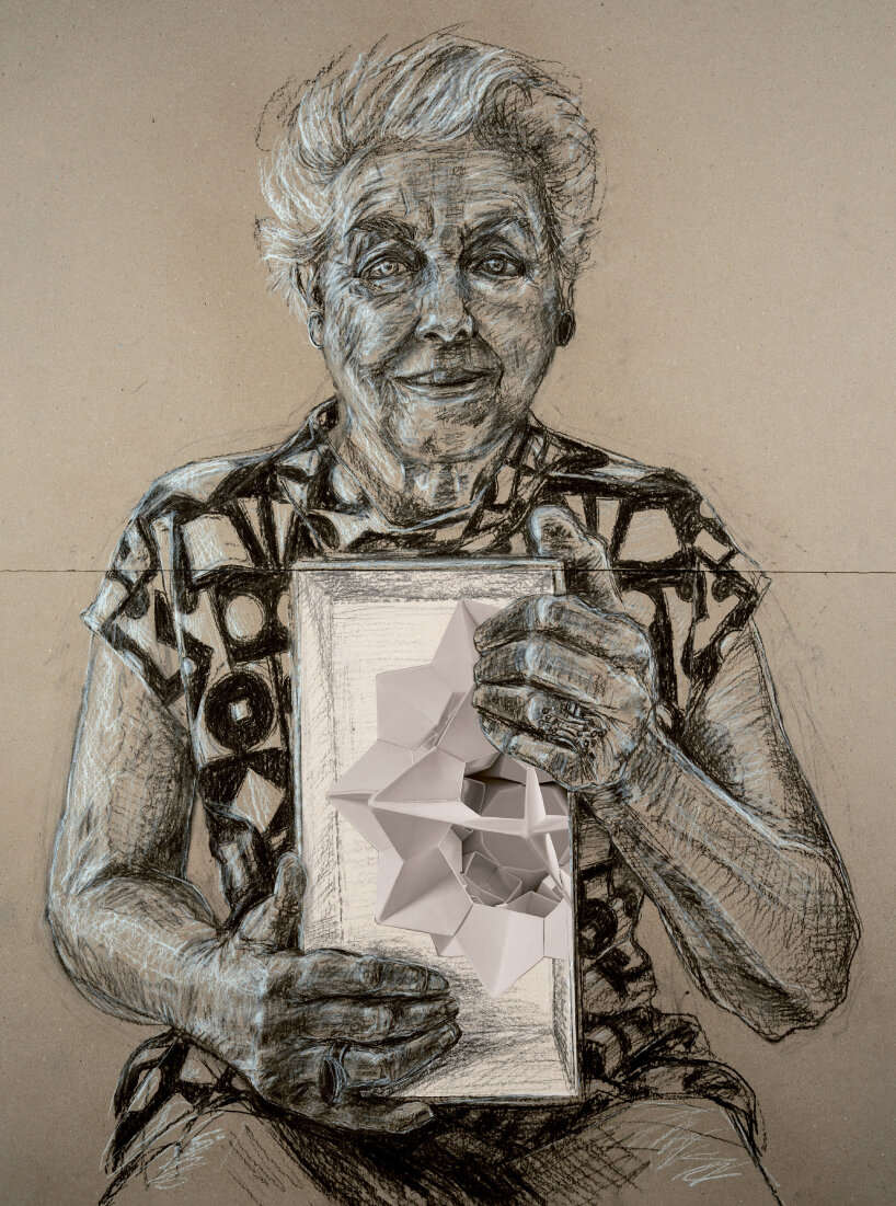 portrait of Dame Stephanie (Steve) Shirley Ch by Es Devlin for Congregation installation in London