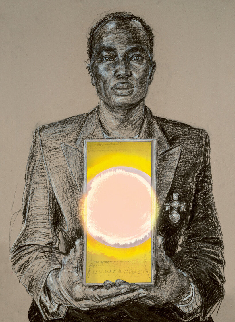 portrait of Dennis Okwera by Es Devlin for Congregation, her recent installation in London