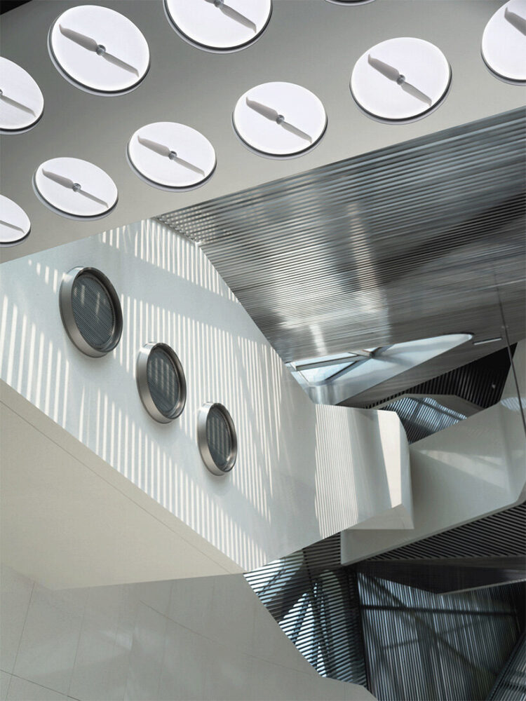 control towers resembling contemporary art installations