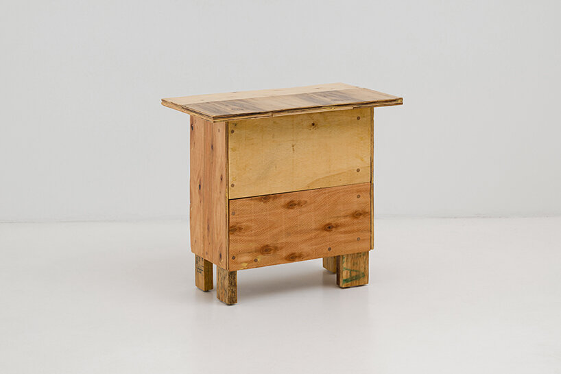 the Korean designer’s work serves as a tribute to wooden fish box craftsmanship