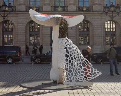 a giant triple mushroom by carsten höller sprouts in paris' place vendôme