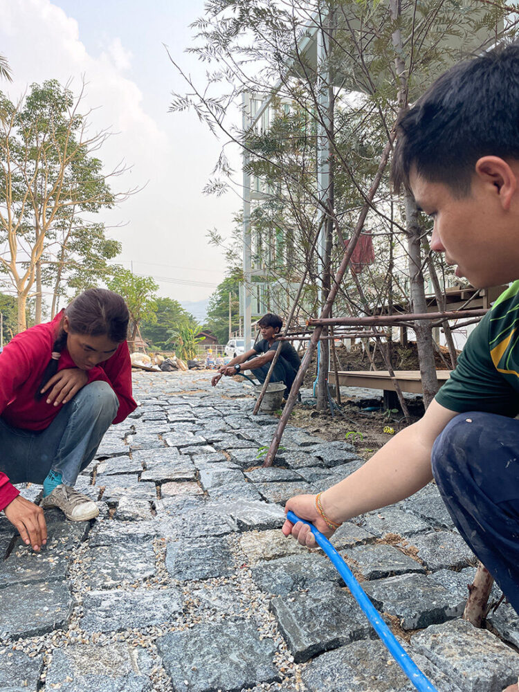 inside-outside living is encouraged through large windows and open terraces