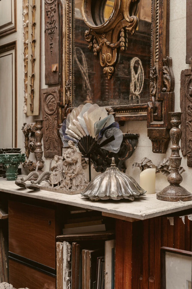 highlights include delicate embroideries by Lesage