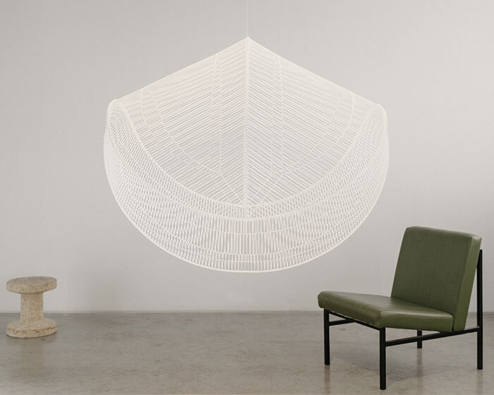 raw edges introduces eco-conscious sculptural mesh lighting series at london design festival
