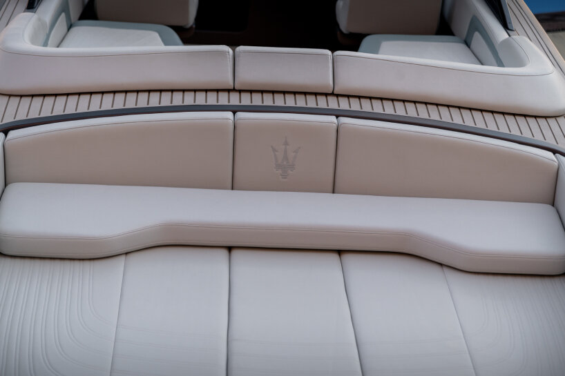 the powerboat has a bathing area complete with a shower