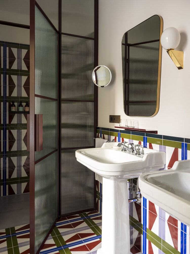 multicolored tiles for the bathrooms