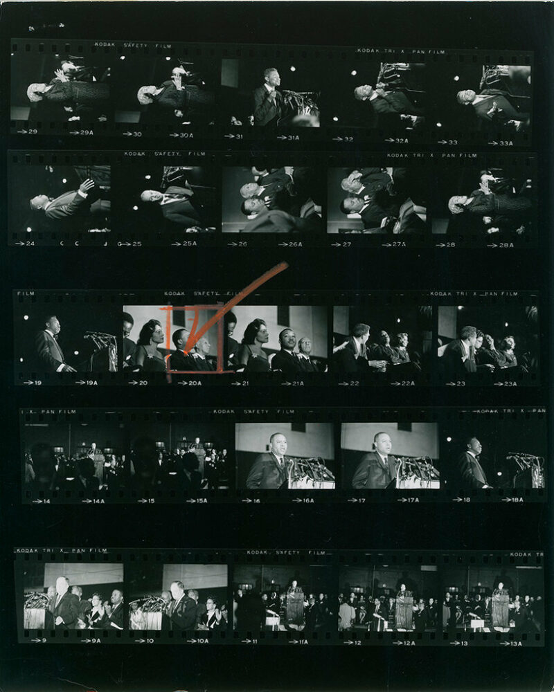 Isaac Sutton, contact sheet for Johnson Publishing Company, 1967. Johnson Publishing Company Archive and Theaster Gates Studio, courtesy Ford Foundation, J. Paul Getty Trust, John D. and Catherine T. MacArthur Foundation, Andrew W. Mellon Foundation, and Smithsonian Institution