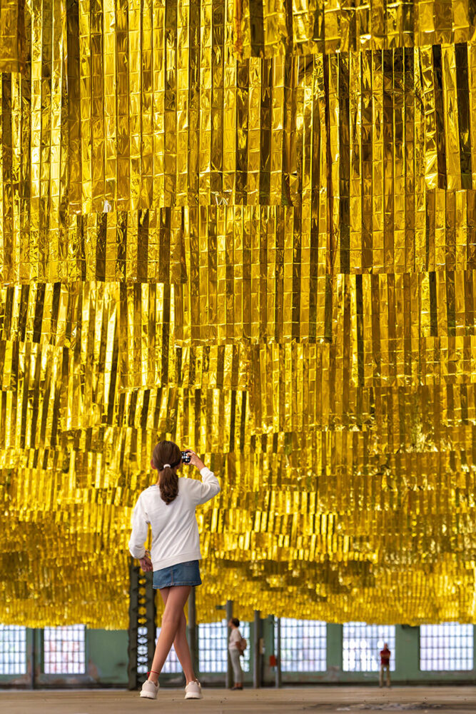 a sound texture subtly emerges with the continuous movement of the blankets