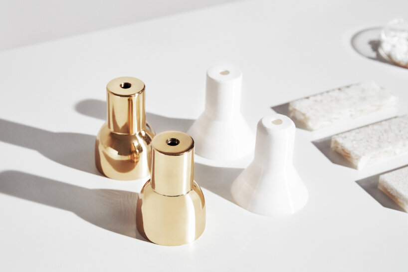 hand-turned polished brass for the LED light