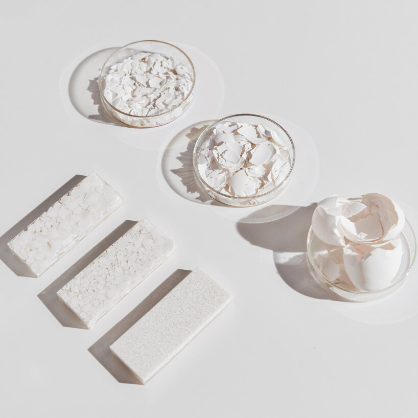 Dilara Kan Hon and Bodin Hon have looked into recycled eggshells as lighting materials since 2021