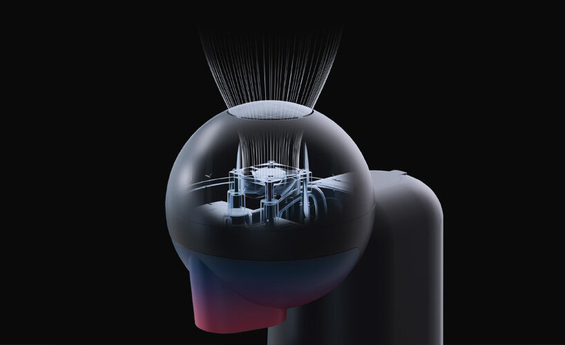 the picture shows the internal design of the device which allows the coffee aroma to be spread more efficiently in the room