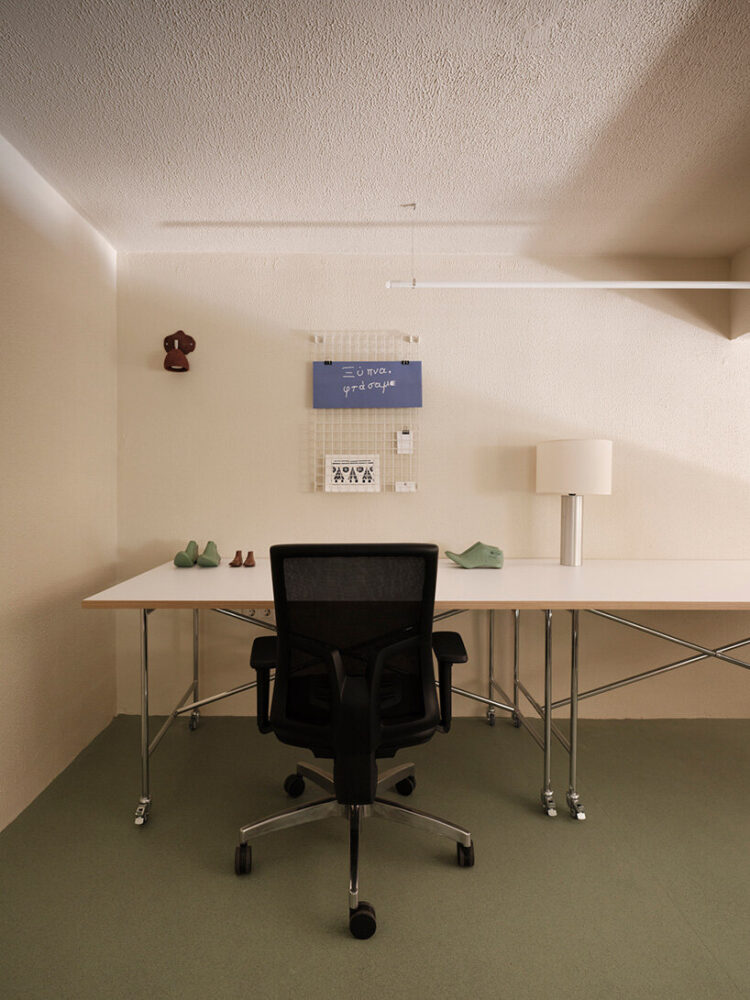 the mezzanine serves as office space