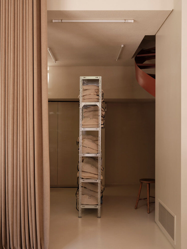 this space incorporates rough textures and sanded metal