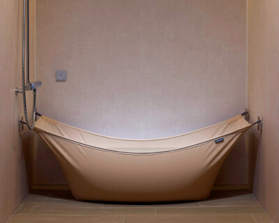 bathtope, a portable fabric bathtub for the shower, unfolds at DESIGNART tokyo 2024