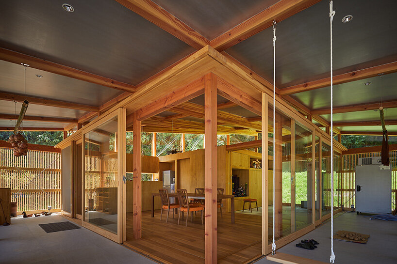 wooden frames carry the weight of the roof