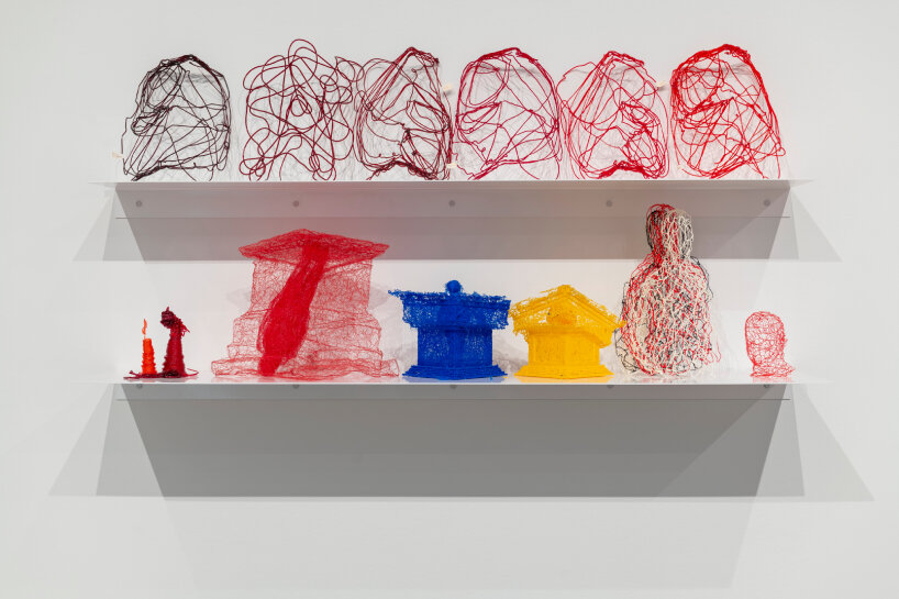 detailed view of the colorful maquettes by Do Ho Suh that appear in his exhibition, In Process