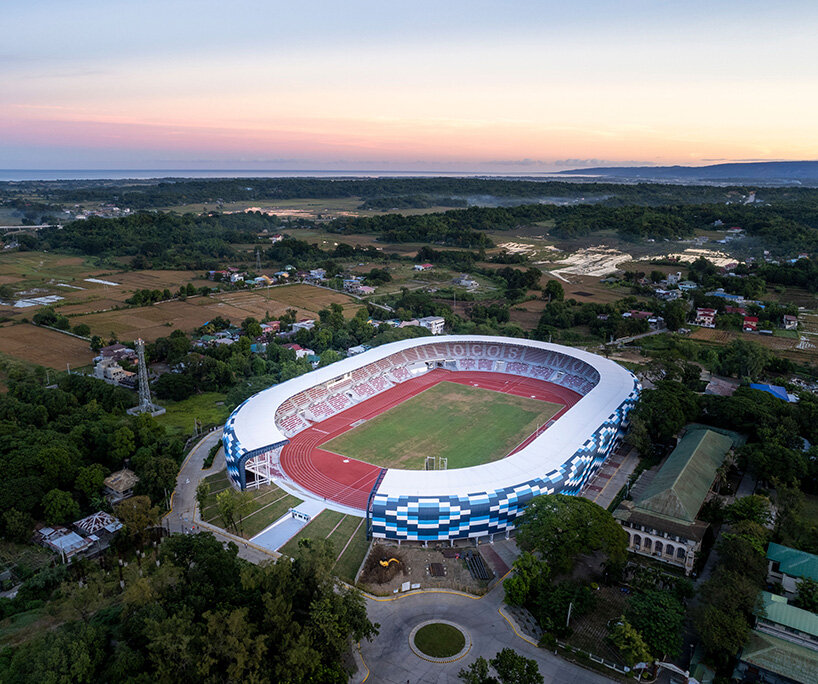 locally sourced materials and craftsmanship define the stadium’s structure