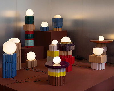 AGO projects fills india mahdavi's paris room with terracotta brick pieces by kueng caputo