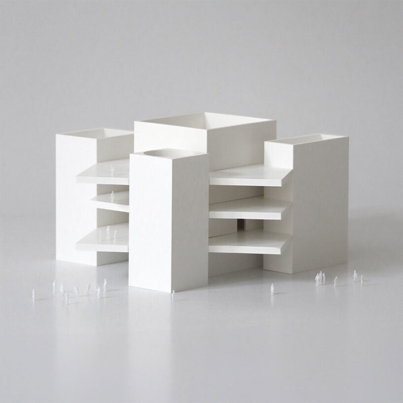 the gallery balances functional efficiency with visual impact through its geometric layout | model