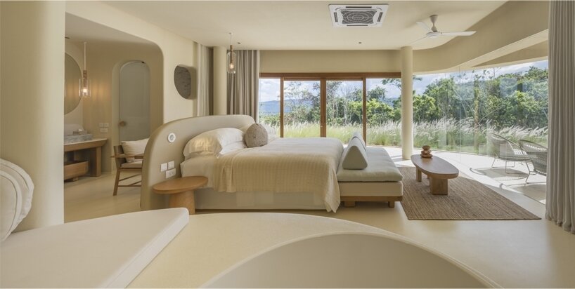 light earth tones are used throughout, complemented by pink accents