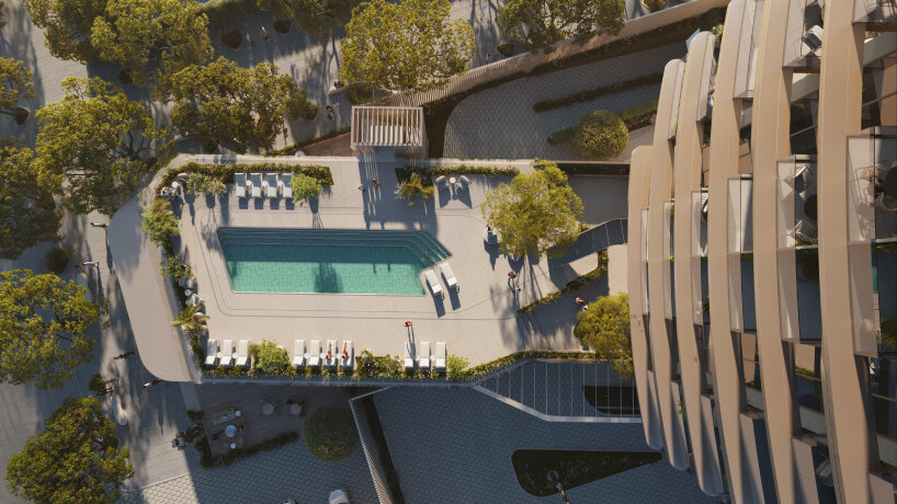 view of the Unica Tower pool from above