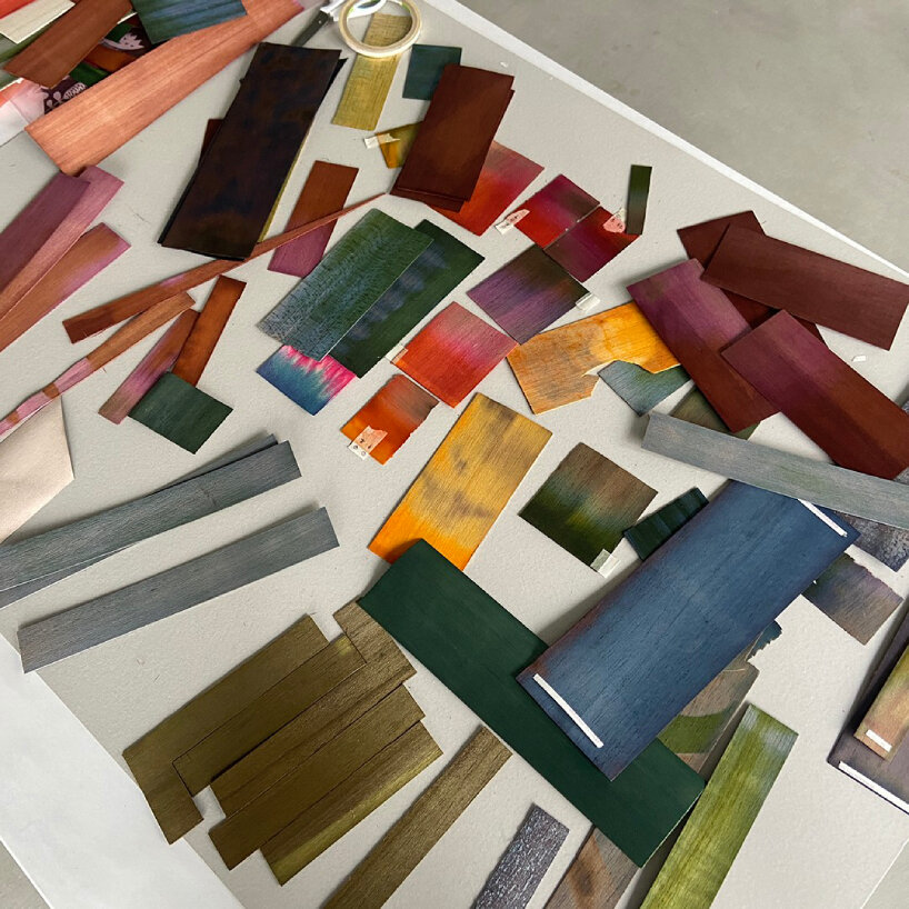 view of the dyeing and heating process of the wood