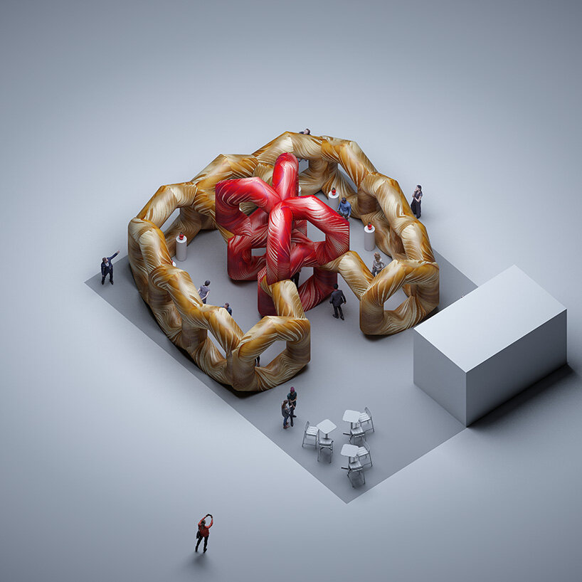 axonometric view of the installation