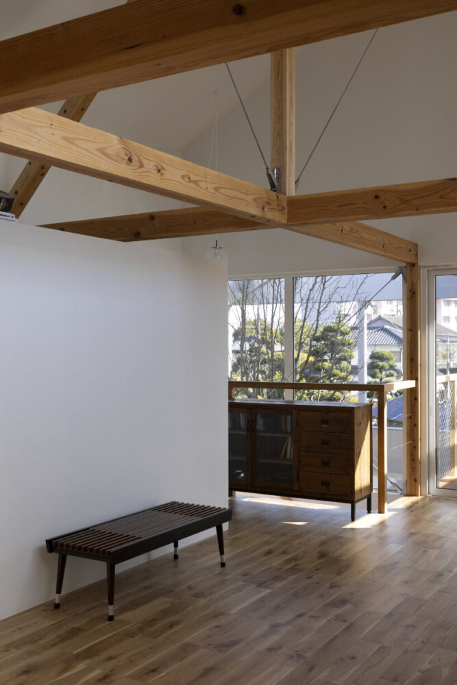 a large south-facing window brings in sunlight during winter