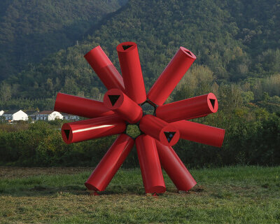 'starburst' sculpture by people's architecture office frames kaleidoscopic views of rural china