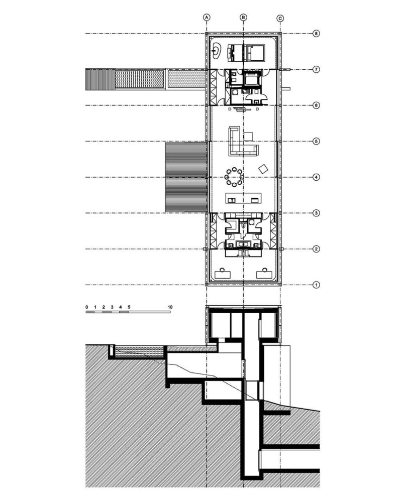 floor plan, section
