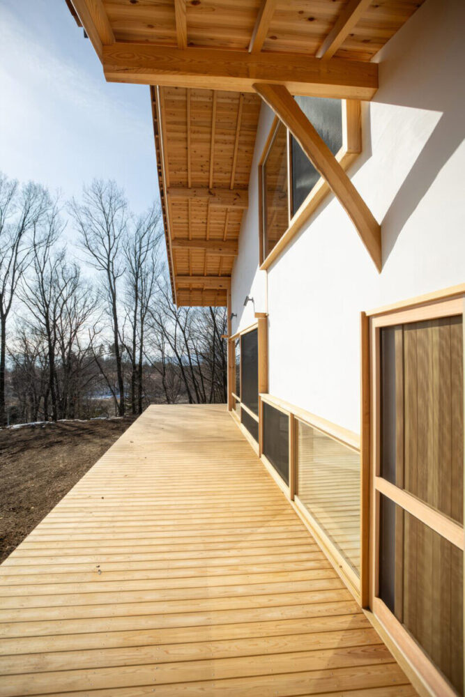 large wooden doors and windows transform each room into a natural gallery
