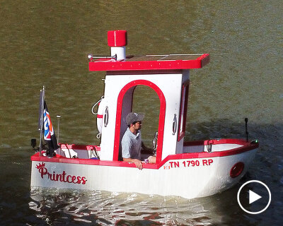 3D printed steamboat with solar panels cruises like mickey mouse’s willie vessel