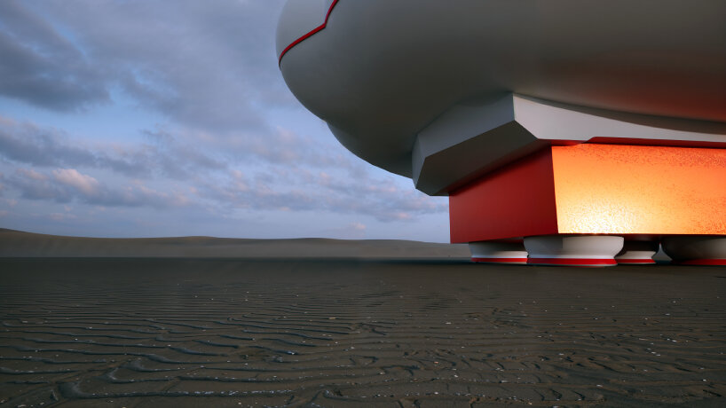 the propulsions and engines are at the botton of the red-glass house