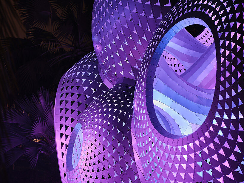 lighting gives the structure a sense of motion