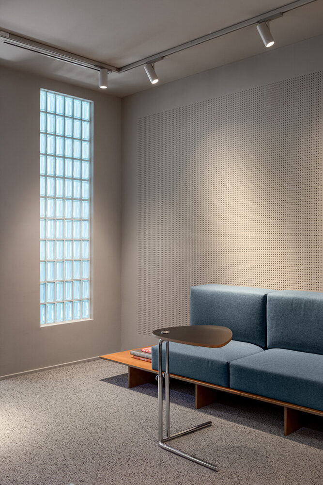 balbek bureau integrates equipment racks and unique visual elements in the workstations