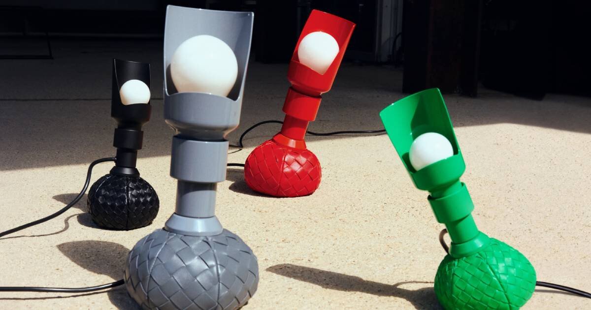bottega veneta recreates flos' model 600 lamp by gino sarfatti