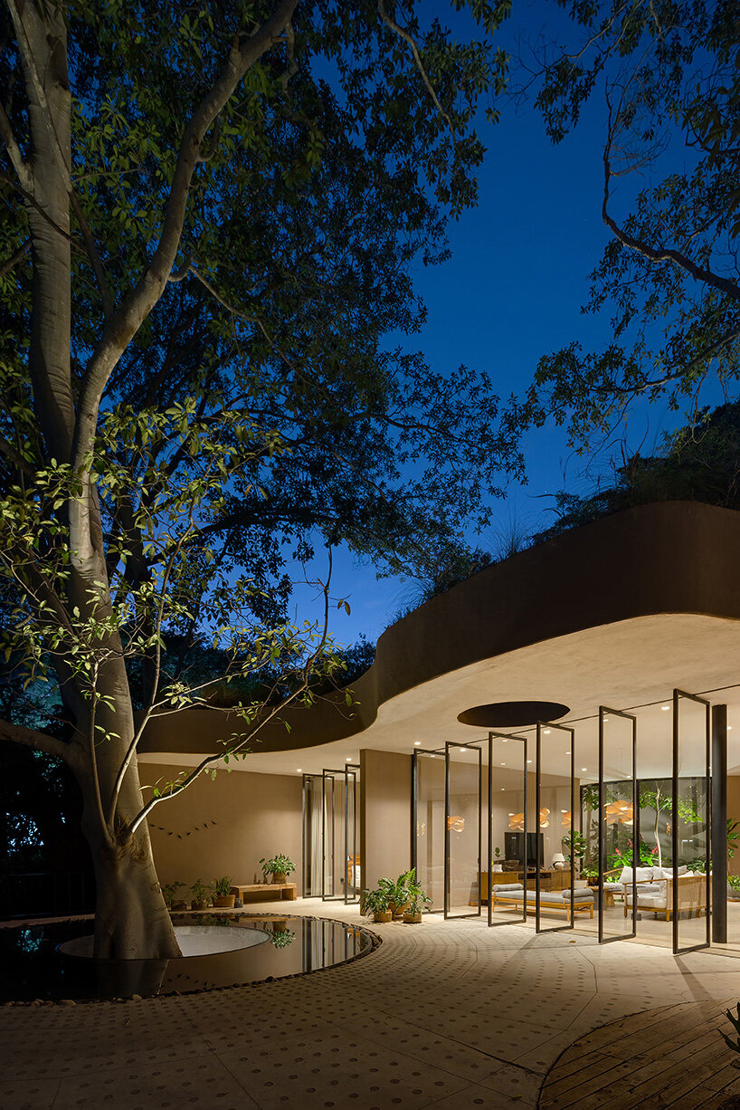 native tropical plants in the terraces and courtyards connect the home to its context
