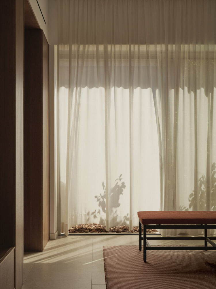 in the living area, the influence of the Morfologías series is evident in the fluid forms 