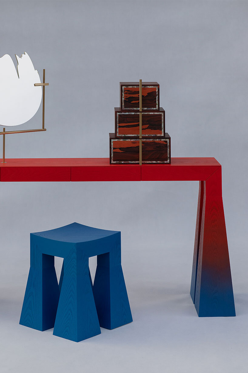 gradient finishes coat ash wood in this contemporary vanity table interpretation - 6