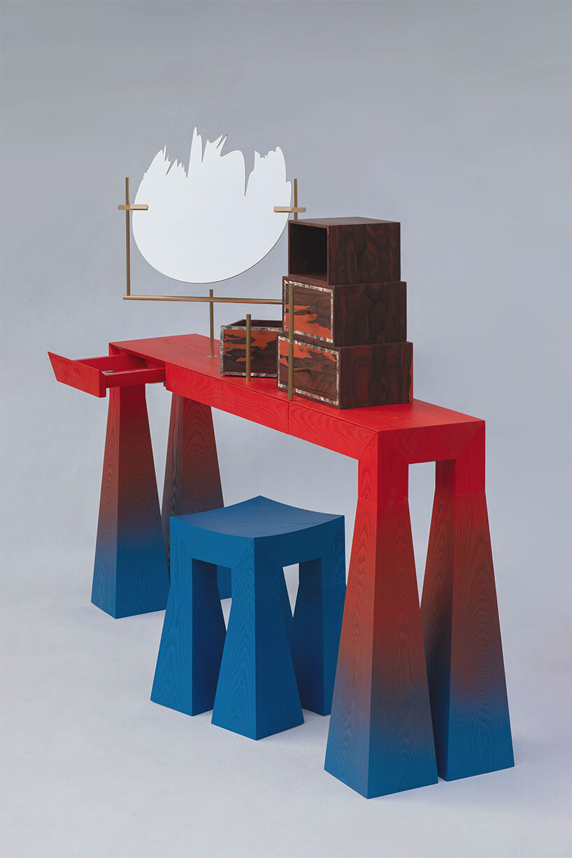 gradient finishes coat ash wood in this contemporary vanity table interpretation - 4