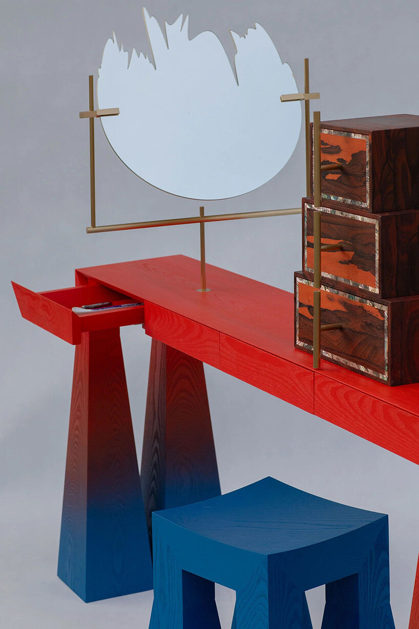 gradient finishes coat ash wood in this contemporary vanity table interpretation - 7