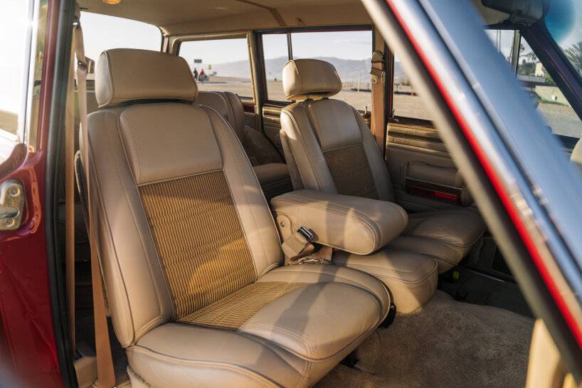 sheepskin materials are set into the interior panels of the cabin