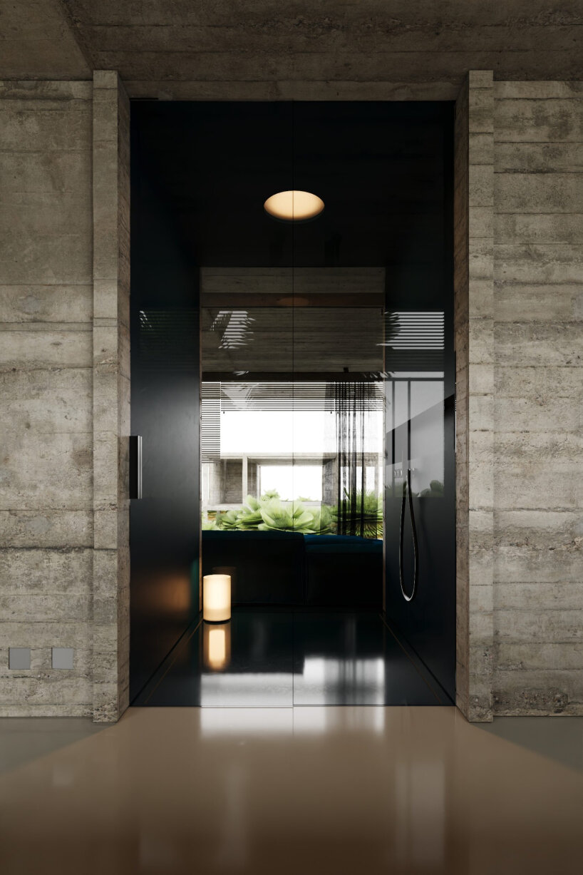 green and blue accents add organic vitality to igor sirotov architects' concrete villa in bali