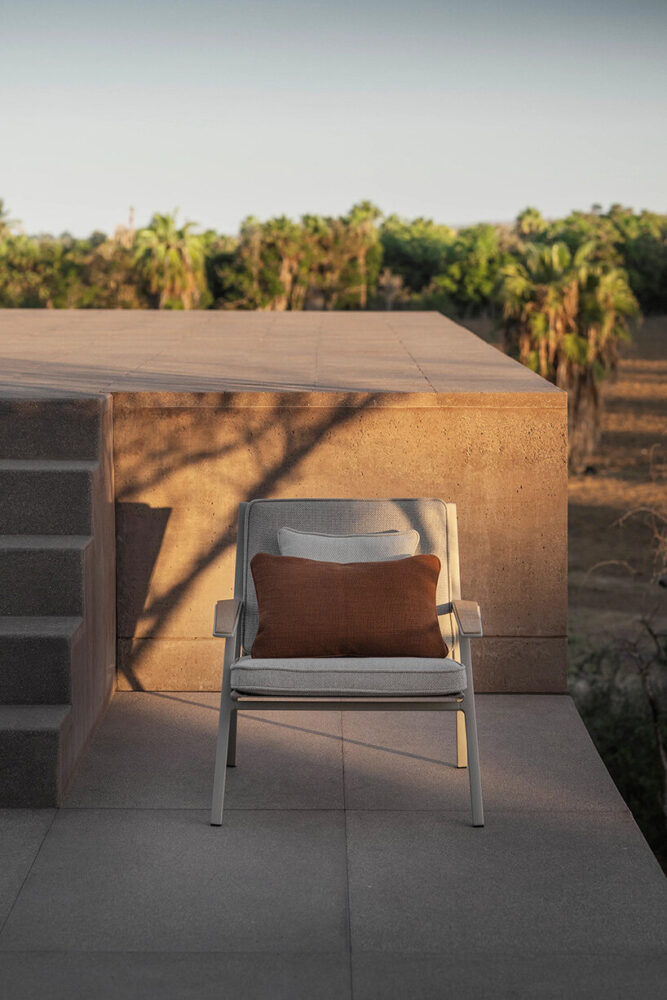 custom furniture, local art, and ceramics complements the texture palette