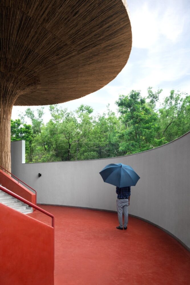 during monsoons, people walk through the building feeling as though they’re under trees