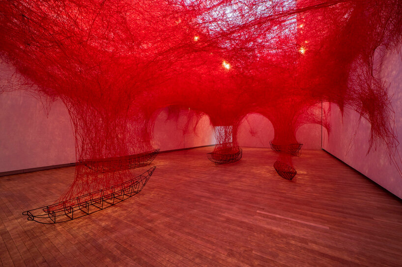 chiharu shiota exhibition 'the soul trembles' at the grand palais
