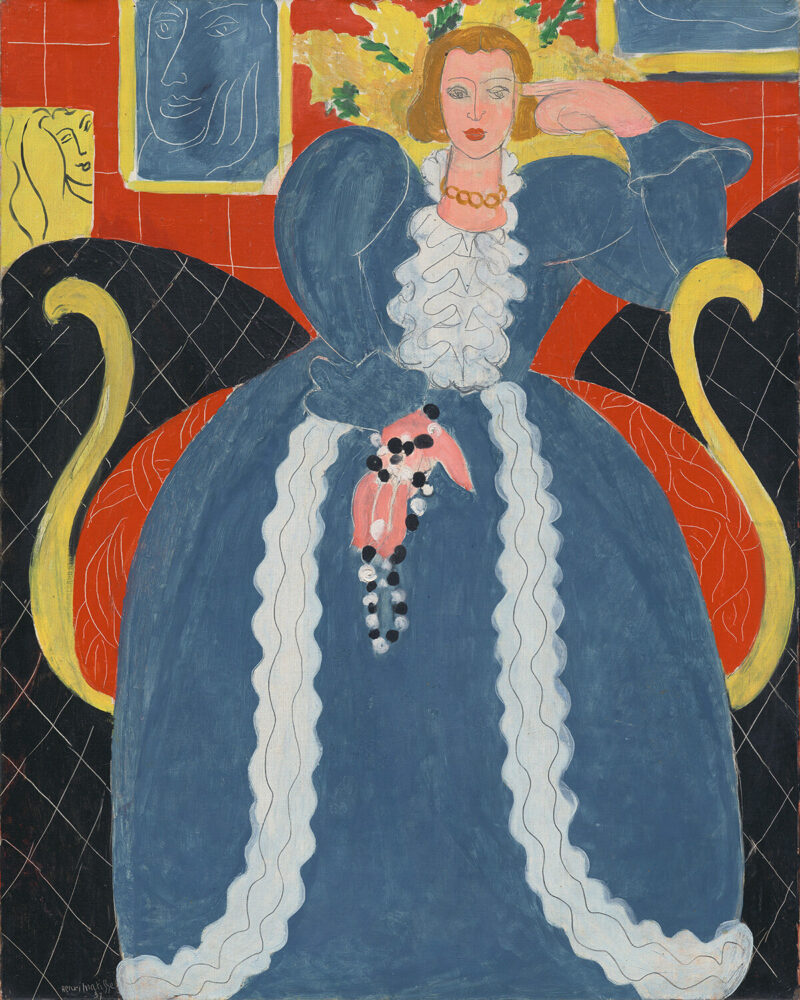 Henri Matisse, La grande robe bleue et mimosas (The Large Blue Robe and Mimosas), 1937, Philadelphia Museum of Art, gift of Mrs. John Wintersteen, 1956 © Succession H. Matisse / 2024, ProLitteris, Zurich, photo: Philadelphia Museum of Art
