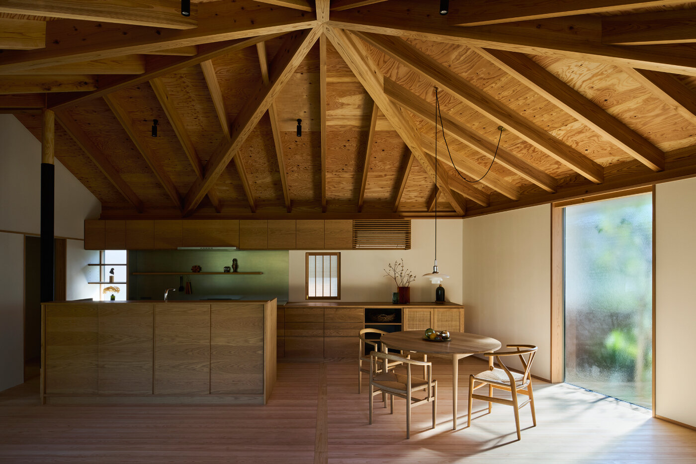 ninkipen!'s octagonal hook house encloses a childhood garden in japan