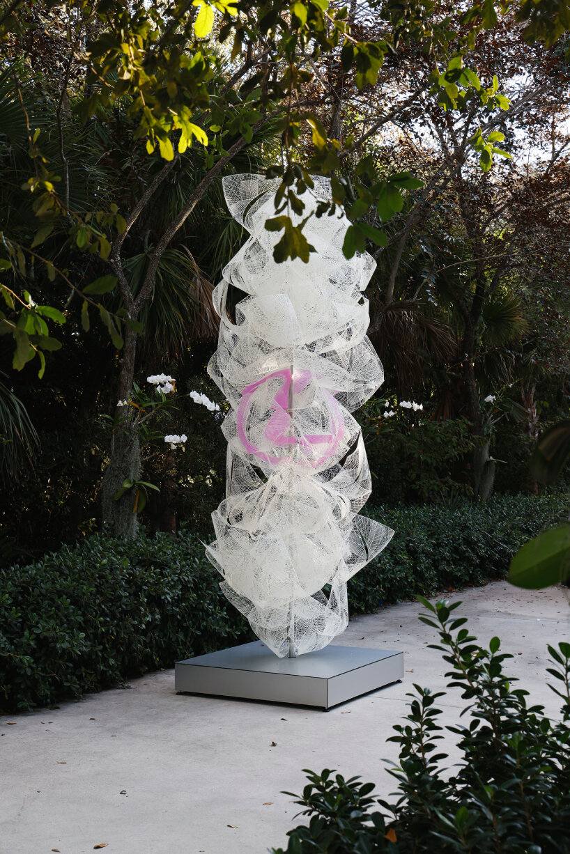 the next sculpture is a wind-activated, lattice-like installation